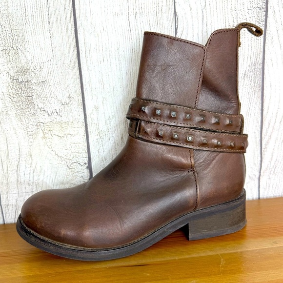 Diesel Roxy Roll Sashan Brown Leather Pull On Short Boots 1.5" Heel EU 38 US 7.5 - Picture 2 of 9